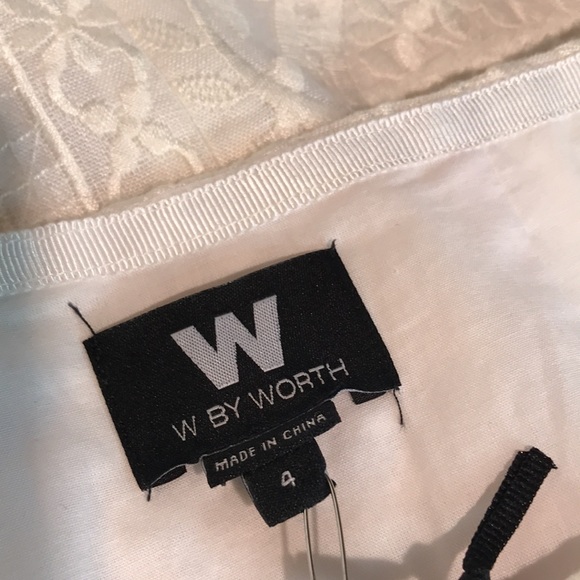 W by Worth White Embroidered Pencil Skirt Size 4 w/ Back Zip and Vent NWT - Picture 6 of 10